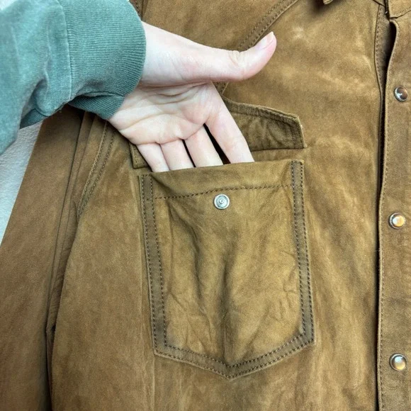 Scully Mens Brown Suede Real Leather Western Snap Front Shirt Jacket Size 2XL